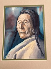 PAUL SOLLOSY PAINTING NATIVE AMERICAN INDIAN CHIEF PORTRAIT TRIBAL LISTED FAMOUS