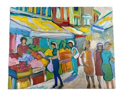 11”x14” Market Vendors/ ORIGINAL PAINTING, Signed By Artist