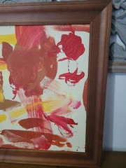 Vintage Abstract Oil Painting, Colorful Art, Framed