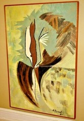 HENRI PENNEC C.1960 Original Vintage Signed Mid Century Modern Abstract Painting