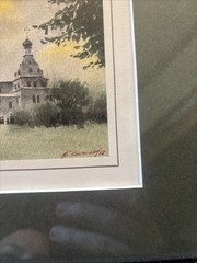 Rare Russian Watercolor Landscape Painting Signed By Artist Kishmishjan