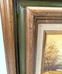 Signed Phillip Cantrell Vintage Oil Painting Framed Lake Autumn Scene