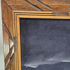 Vintage Native American Wolf Oil Painting Carved Frame 23×19 Hecho en Mexico