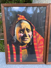 Mid Century Painting K.A. Shukla East Indian Man & Woman in Tribal Dress Amazing