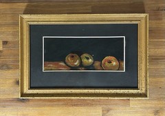 Original Oil on Board Still Life of Apples Painting Jan Mudroch Slovakian Artist