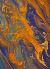GOLDEN LACE Acrylic Abstract Flow Painting ACEO ATC 2.5 x 3.5 inches