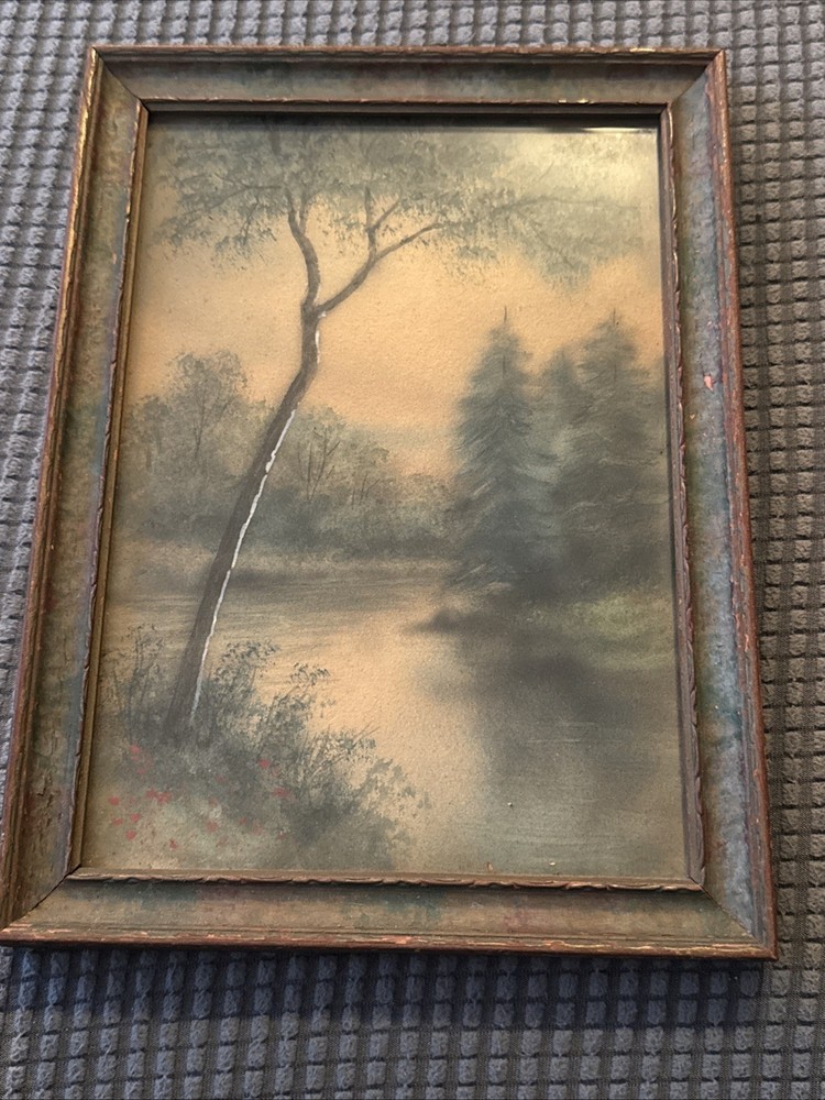 Original Pastel And Watercolor Of River-Likely Ernst Zimmerman