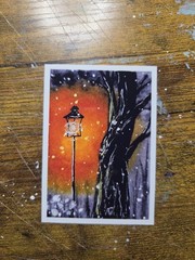 ACEO *Art Print Original Watercolor „Winter Forest“ Hand Painted 2.5″ x 3.5″