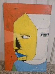 MICHAEL BANKS Outsider FOLK ART PAINTING MAN PORTRAIT 24 x 16″ ALABAMA