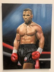 An 18 X 24 Hand Painted Oil On Canvas Painting Of Mike Tyson