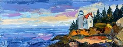 Acadia National Park Painting Original Art Impasto Oil Painting Lighthouse Art