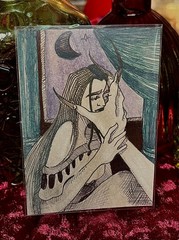 ACEO Original Nosferatu Vampire Dracula Folk Gothic Watercolor Ink Art Cards
