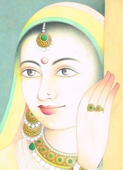 Handmade Woman Painting Of Beautiful Indian Lady Fine Art On Paper 10×13 Inches