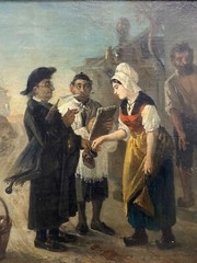 🔥 Fine Antique Old 19th c European Old Master Oil Painting, Friedrich MEYERHEIM