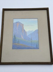 ANTIQUE YOSEMITE PAINTING LANDSCAPE SENTINEL ART DECO HARRY SEIDNER LISTED SMALL