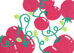 ACEO Acrylic Art Card Original – Tomatoes on the Vine – Food Garden 2.5×3.5