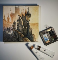 canvas wall art Prague 15×15 Water Color 2023