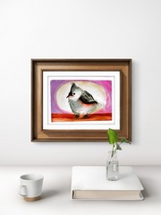 Titmouse Native Bird Original 5×7 Watercolor Painting Signed Wall Art Home Decor