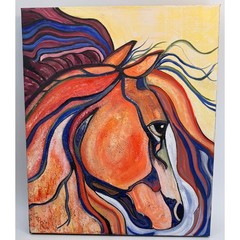 Dos Rios Original Oil Painting Horse Abstract Expressionist Canvas 2012 Signed