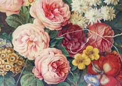 Ludwig Deffner 15×19 Antique Oil Painting Detailed Still Life Flowers in Vase