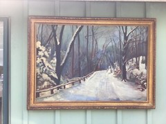 Large Jeanne Ellis Hoffman Pennsylvania Oil Painting Winter Landscape 1947
