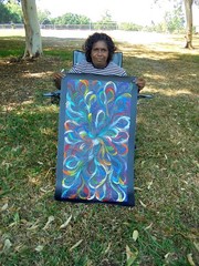 SELINA NUMINA 100 x 60 cm Original Aboriginal Painting. Bush Medicine Leaves