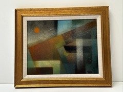 Mid Century Painting Abstract Gordon Barr California Modernist 1960’s Cubism
