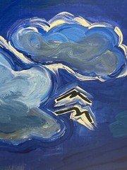 Original Acrylic Painting 11″ x 14″ – Abstract Cloudscape Blues Signed Art 2024