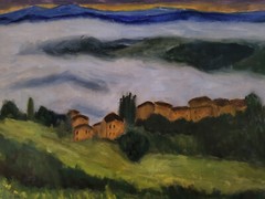 Foggy Tuscany Landscape – original oil painting – direct from artist