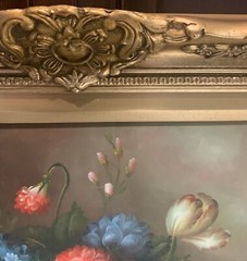 VTG S.EASTON OIL PAINTING ON CANVAS STILL LIFE 21 1/2″ x 17.25″for 16″ x 12″