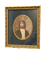 Antique Vintage 19C Young Napoleon Age 23 Miniature Portrait Oil Painting Old