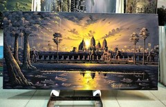 Wall Decoration of Angkor Wat Temple Oil Painting Signed 70cm x 140cm