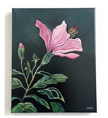 acrylic painting canvas Sold by artist Pink Hibiscus Flower Tropical Hawaii 8×10
