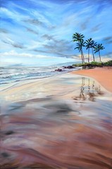 Maui, Hawaii beach oil painting on canvas, framed, Limited Edition, signed