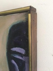 Manny Blanc Signed 1970 Listed Artist MCM Painting Mother Child Umbrella Framed