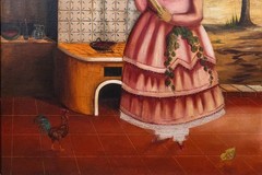 c.1920’s Agapito Labios (1898-1996) Little Girl Mexican Cocina Oil Painting