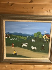 Incredible Folk Art Farm Ubiraci Pinto Oil Painting 1969 MCM Framed Brazilian