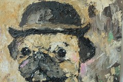 6×6″ Original Oil Painting – Impressionist Semi-Abstract – Pug Dog #W4500