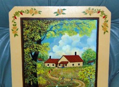 Nice, Folk Art Oil Painting „Way to School“ Julia Seay age 81, dated 1995