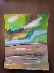 Original Abstract 9×11 Painting On Heavy Paper Acrylic Modern Art Landscape