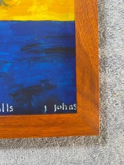 JASPER JOHNS DRAWING ON ANTIQUE WOOD, FRAMED ON WOOD, SIGNED AND SEALED