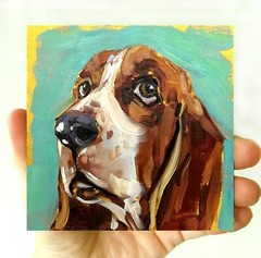 Original Oil Painting Basset Hound Dog Pet Animals Art Signed MADE TO ORDER