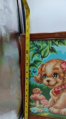 Paint by Number Paintings Puppies Puppy Wood Framed MCM Set Of 2 Vintage