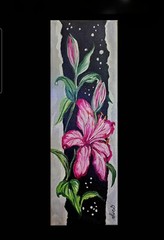 Original New Acrylic Painting On Canvas 4×12 Day Lily Signed