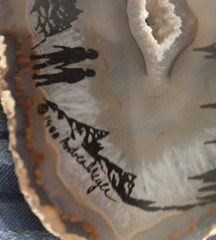 Geode Art Andrea Meyer Inuit Signed Agate Painting Couple Mountains