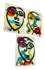 PETER KEIL – Three Neoexpressionism ACRYLIC ON BOARD PAINTINGS 16”x20” Each