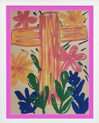 Abstract Colorful Cross Modern Unique Bold Art Acrylic Mixed Media Paper