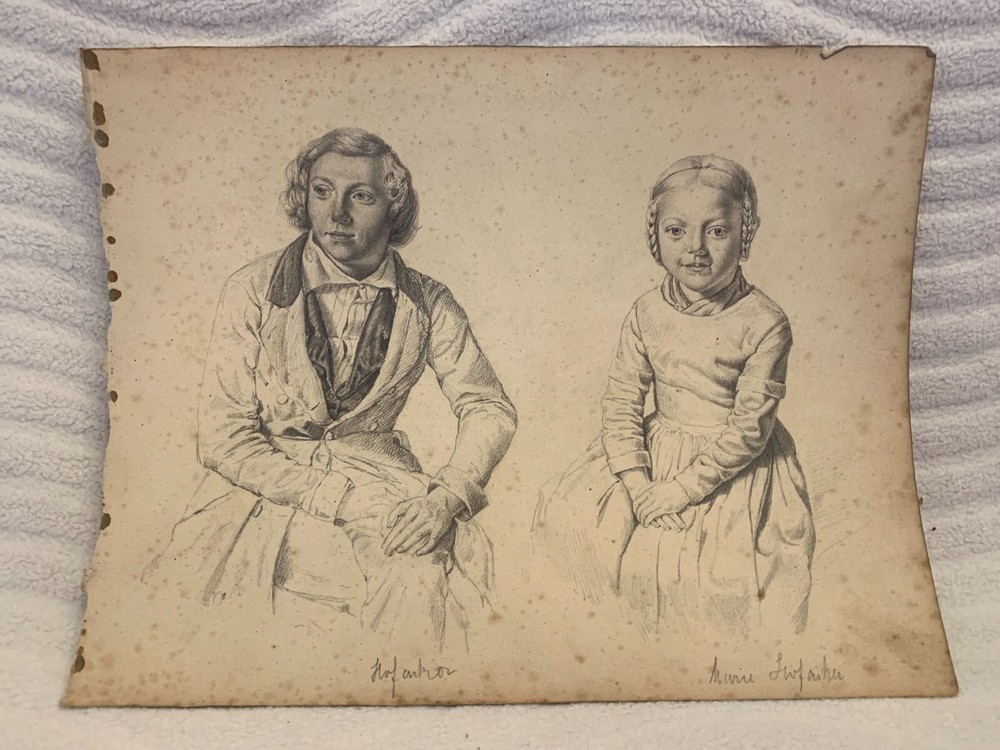 Rare Original Artist Sketch Max Wolf 1824-1901 Biedermeier Pencil