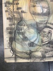 Ben Macala Signed Mixed Media Figural Artwork Woman Portrait Charcoal on Paper