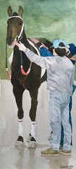 Original Artwork Watercolor Painting of Horse and People by Cameron Duncan